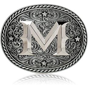 Western Cowboy/Cowgirl Initial Belt Buckle - Silver- Large, Letter Buckles For Men And Women in Saudi Arabia