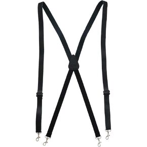 CTM® Men's Smooth Coated Leather Slim Width Suspenders with Metal Swivel Hook Ends