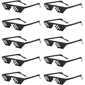 SUNOVELTIES 10 Pack Thug Life Party Sunglasses 8 Bit Pixelated Multicolor Mosaic Gamer MLG Photo Props Glasses for Adults Teens in Kuwait
