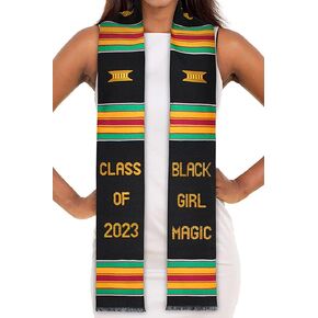 Black Girl Magic 2023 or 2024 Authentic Handwoven Kente Cloth Graduation Stole