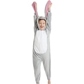 CALANTA Easter Bunny Onesie Kids Rabbit Animal Unisex Girls Onepiece Pajamas Halloween Cosplay Party Costume