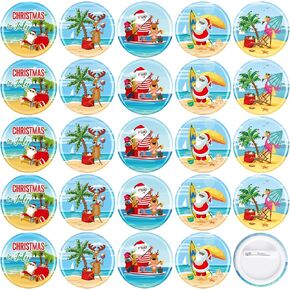 Tigeen 25 Pcs Christmas July Decoration Christmas July Pins Mini Button Pins Summer Buttons Badges Beach Party Accessories Decorations for Xmas Holiday Party Supplies Favors in Kuwait