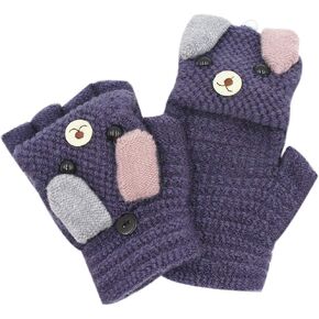 RARITYUS Unisex Warm Soft Winter Knit Gloves for Kids Boys Girls Glove with Dog Mittens (2 to 9Y) in Kuwait