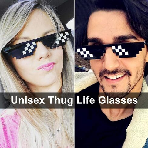 SUNOVELTIES 10 Pack Thug Life Party Sunglasses 8 Bit Pixelated Multicolor Mosaic Gamer MLG Photo Props Glasses for Adults Teens in Kuwait