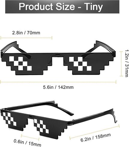 SUNOVELTIES 10 Pack Thug Life Party Sunglasses 8 Bit Pixelated Multicolor Mosaic Gamer MLG Photo Props Glasses for Adults Teens in Kuwait