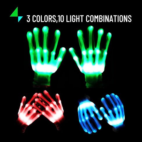 UWEIDOIT Led Gloves for Children, Colorful Flashing Light up Gloves for Halloween Chrismas Carnival Party in Kuwait