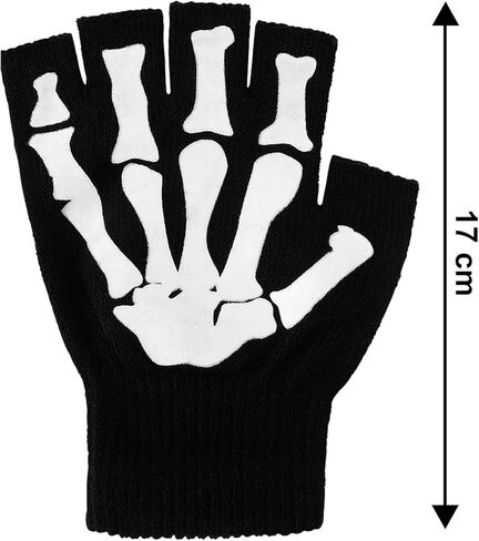 Cooraby Halloween Skeleton Gloves Glow in The Dark Knitted Mechanic Gloves in Saudi Arabia