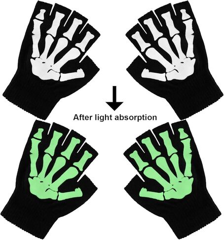 Cooraby Halloween Skeleton Gloves Glow in The Dark Knitted Mechanic Gloves in Saudi Arabia