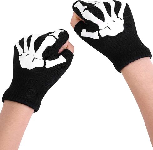 Cooraby Halloween Skeleton Gloves Glow in The Dark Knitted Mechanic Gloves in Saudi Arabia