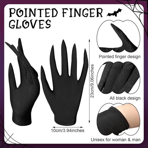 سينتيج قناع كامل للوجه للهالوين بلون اسود واطراف مدببة وقفازات سوداء للجنسين من قطعتين in Kuwait