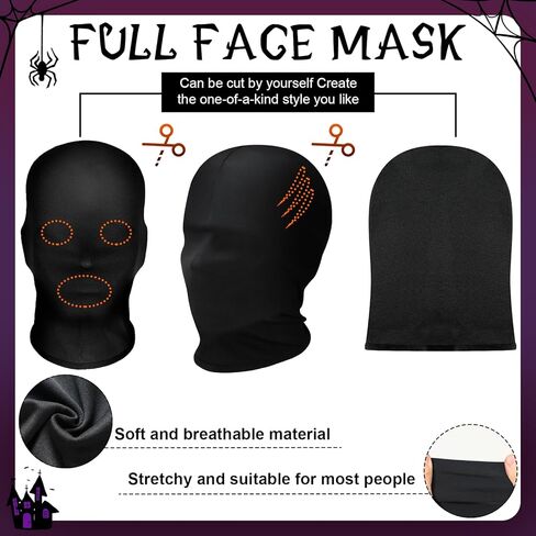 سينتيج قناع كامل للوجه للهالوين بلون اسود واطراف مدببة وقفازات سوداء للجنسين من قطعتين in Kuwait