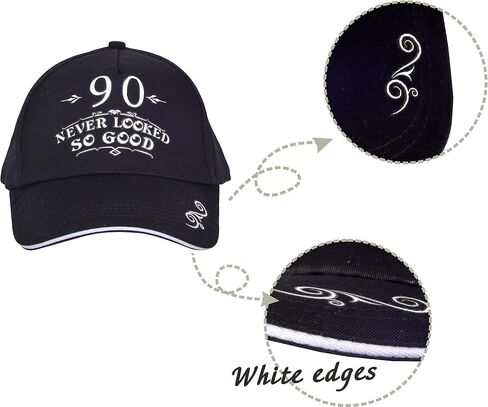 90th Birthday Gifts for Men, 90th Birthday Hat and Sash Men, 90 Never Looked So Good Baseball Cap and Sash, 90th Birthday Party Supplies, 90th Birthday Party Decorations, 90th Birthday Accessories in Saudi Arabia