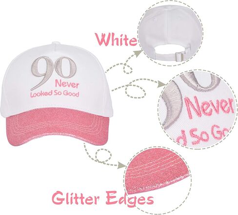 90th Birthday Gifts for Men, 90th Birthday Hat and Sash Men, 90 Never Looked So Good Baseball Cap and Sash, 90th Birthday Party Supplies, 90th Birthday Party Decorations, 90th Birthday Accessories in Saudi Arabia