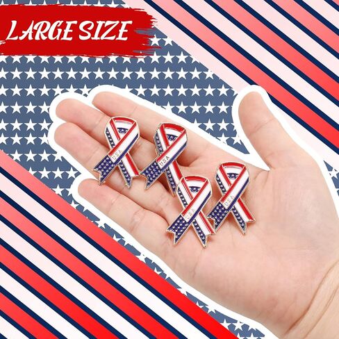 Jexine 100 Pcs Memorial Day Veteran Gifts USA American Flag Lapel Pins 4th of July Veteran Gifts for Men Women Soldier Metal Star Stripes Patriotic Ribbon Pins Bulk for Remembrance Day in Saudi Arabia