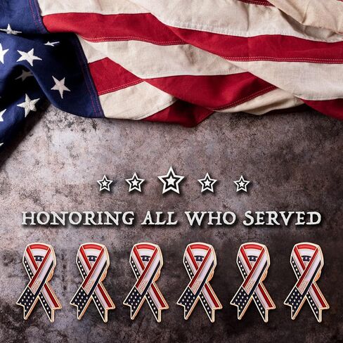 Jexine 100 Pcs Memorial Day Veteran Gifts USA American Flag Lapel Pins 4th of July Veteran Gifts for Men Women Soldier Metal Star Stripes Patriotic Ribbon Pins Bulk for Remembrance Day in Saudi Arabia