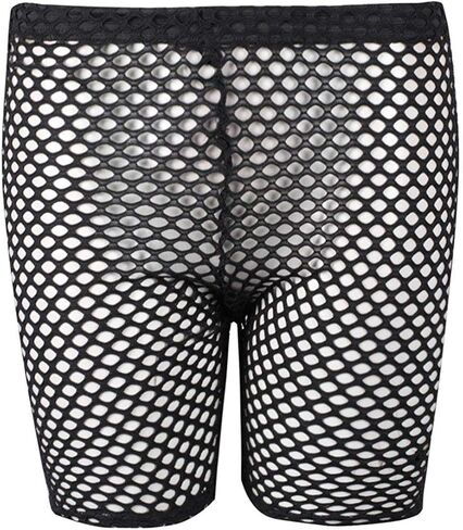 Sofkiny Women's Elastic Fishnet High Waisted Biker Shorts See Through Clubwear Short Leggings in Saudi Arabia