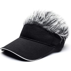 Men's Novelty Spiked Hair Visor Sun Funny Golf Hats Fake Wig Peaked Adjustable Baseball Caps in Kuwait