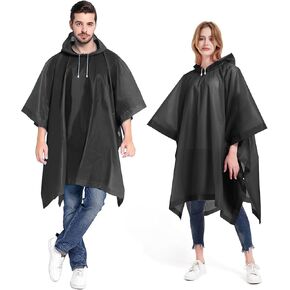 ANTVEE Reusable Adult Rain Ponchos 2 count (Pack of 1) for Women and Men with Drawstring Hood
