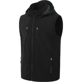 CREATMO US Men's Casual Lightweight Warm Thin Outerwear Vest Windbreaker Sleeveless Jacket With Removable Hood