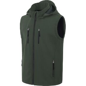 CREATMO US Men's Casual Lightweight Warm Thin Outerwear Vest Windbreaker Sleeveless Jacket With Removable Hood