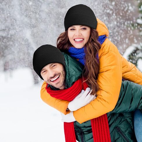 Cooraby 3 Pack Unisex Winter Skull Cap Beanies Knitted Cuff Hats Caps Roll-up Edge Beanie Hats for Men Women Outdoors in Kuwait