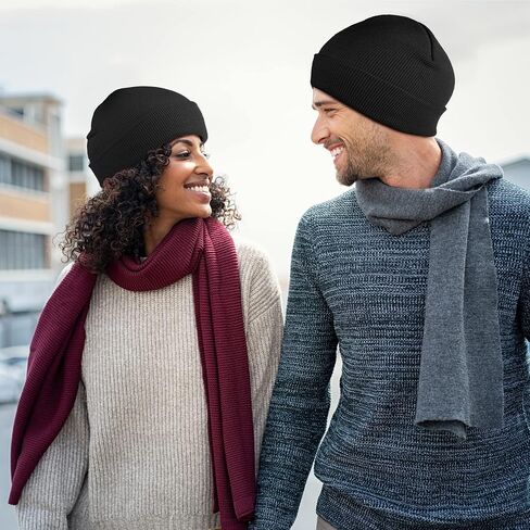 Cooraby 3 Pack Unisex Winter Skull Cap Beanies Knitted Cuff Hats Caps Roll-up Edge Beanie Hats for Men Women Outdoors in Kuwait