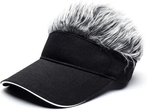 Men's Novelty Spiked Hair Visor Sun Funny Golf Hats Fake Wig Peaked Adjustable Baseball Caps in Kuwait