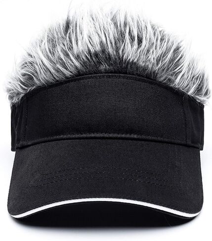 Men's Novelty Spiked Hair Visor Sun Funny Golf Hats Fake Wig Peaked Adjustable Baseball Caps in Kuwait
