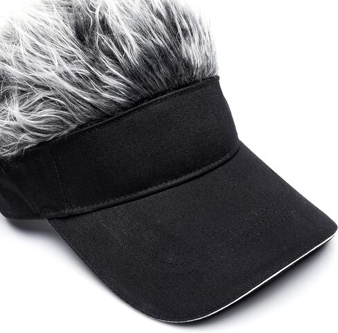 Men's Novelty Spiked Hair Visor Sun Funny Golf Hats Fake Wig Peaked Adjustable Baseball Caps in Kuwait