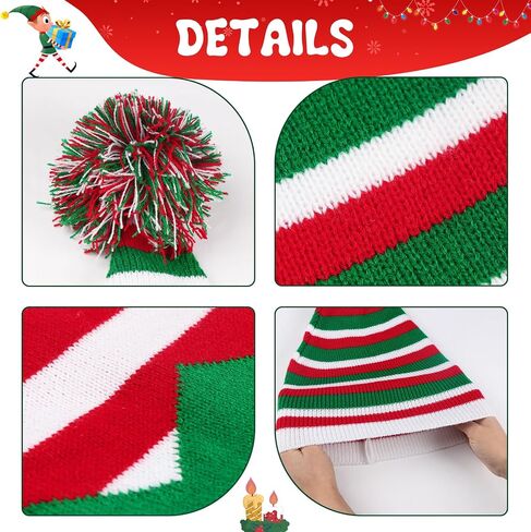 OurWarm 3PCS Funny Christmas Hats Adults and Kids Elf Hats for Adults, Christmas Knit Beanie Holiday Hat Red and Green Knit Hats for Women Winter Family in Saudi Arabia
