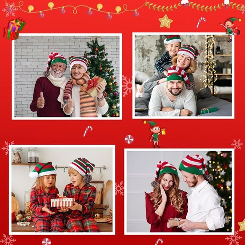 OurWarm 3PCS Funny Christmas Hats Adults and Kids Elf Hats for Adults, Christmas Knit Beanie Holiday Hat Red and Green Knit Hats for Women Winter Family in Saudi Arabia