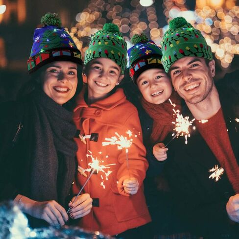 قبعة عيد الميلاد LED من COSYOO تضيء قبعة عيد الميلاد الملونة LED للجنسين للأطفال في الشتاء والثلج وعيد الميلاد وهدايا قبعة صغيرة in Kuwait