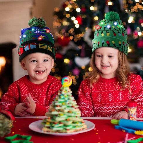 قبعة عيد الميلاد LED من COSYOO تضيء قبعة عيد الميلاد الملونة LED للجنسين للأطفال في الشتاء والثلج وعيد الميلاد وهدايا قبعة صغيرة in Kuwait