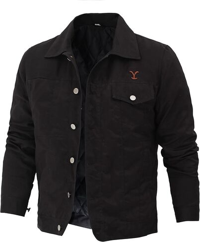 سترات Blingsoul خفيفة الوزن للرجال - سترة سائق الشاحنة من القطن الأسود للرجال in Kuwait