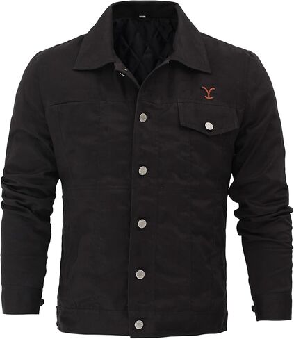 سترات Blingsoul خفيفة الوزن للرجال - سترة سائق الشاحنة من القطن الأسود للرجال in Kuwait