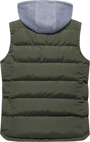 CREATMO US Men's Outdoor Winter Vest Outerwear Removable Hooded Padded Puffer Sleeveless Vest in Kuwait