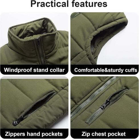 Chrisuno Men's Puffer Vest Casual Stand Collar Quilted Waistcoat Outdoor Padded Ski Vest in Saudi Arabia