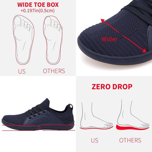 Men's Barefoot Shoes Minimalist Cross-Trainer Shoes Wide Toe Walking Shoes Zero Drop Sole Trail Running Sneakers in Kuwait