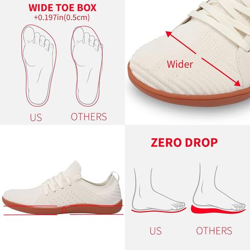Men's Barefoot Shoes Minimalist Cross-Trainer Shoes Wide Toe Walking Shoes Zero Drop Sole Trail Running Sneakers in Kuwait