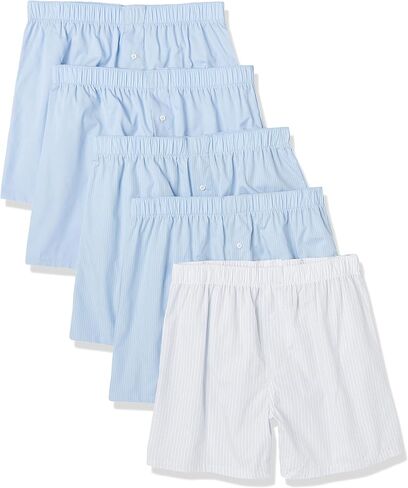 Amazon Essentials Men's Woven Cotton Boxer Short (Available in Big &Tall), Pack of 5 in Saudi Arabia