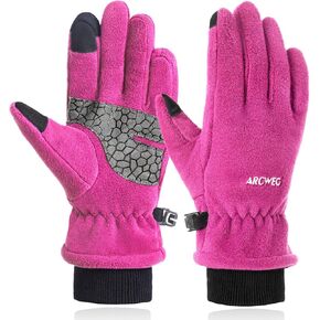 Arcweg Kids Fleece Gloves Winter Soft Warm Gloves Full Fingers Touchscreen for Boys Girls Anti-Slip Warm Childrens Gloves Outdoor Insulated