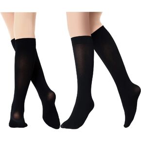 SATINIOR 6 Pairs Ice Skating Socks Solid Color Skating Socks Light Opaque Knee Skating Socks for Women Girl