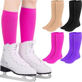 4 Pairs Figure Skating Socks High Tights Skate Socks Ice Skating Socks Nylon Skating Socks for Ice Skates Dance
