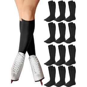 Toulite 12 Pairs Figure Skating Socks for Women Men Kids Ice Skating Socks Solid Color Roller Skate Socks