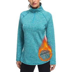 Miusey Womens Quarter Zip Running Pullover Jackets Long Sleeve Workout Tops (PRIME)
