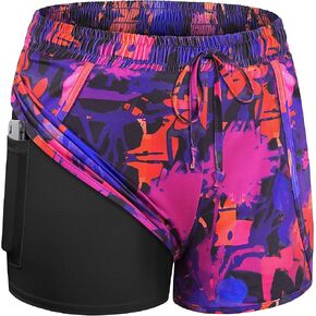 BLEVONH Women Yoga Running Shorts 2 in 1 Workout Athletic Shorts with Pockets S-3XL