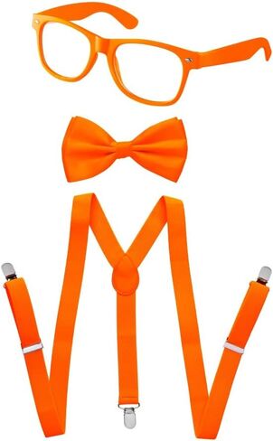 Dress Up America Neon Suspender, Bow-tie, Sunglasses, Accessory Set - Adult and Kids Size Suspenders in Saudi Arabia
