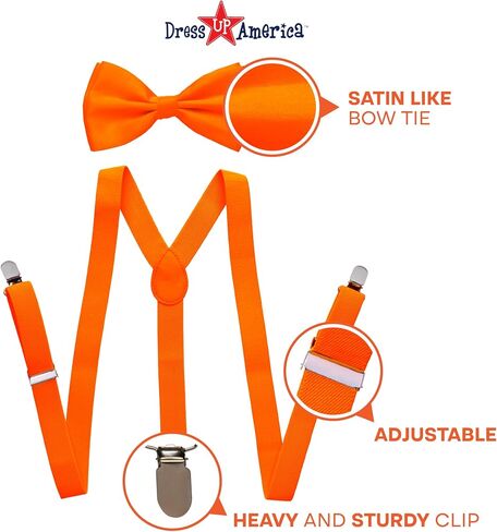 Dress Up America Neon Suspender, Bow-tie, Sunglasses, Accessory Set - Adult and Kids Size Suspenders in Saudi Arabia