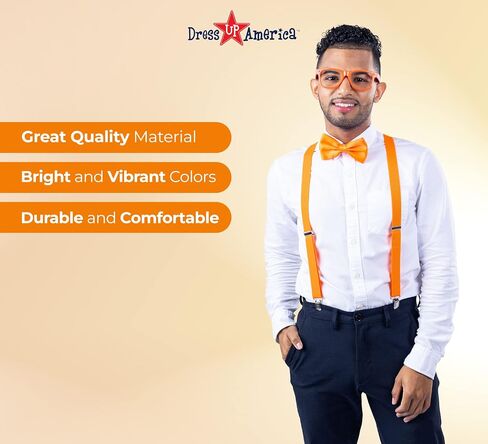 Dress Up America Neon Suspender, Bow-tie, Sunglasses, Accessory Set - Adult and Kids Size Suspenders in Saudi Arabia