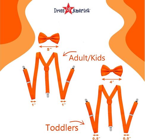 Dress Up America Neon Suspender, Bow-tie, Sunglasses, Accessory Set - Adult and Kids Size Suspenders in Saudi Arabia